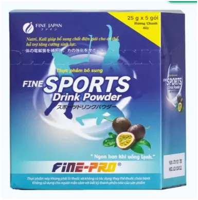 Bột điện giải Fine Sports Drink hương chanh dây (Hộp 5 gói x 25g)